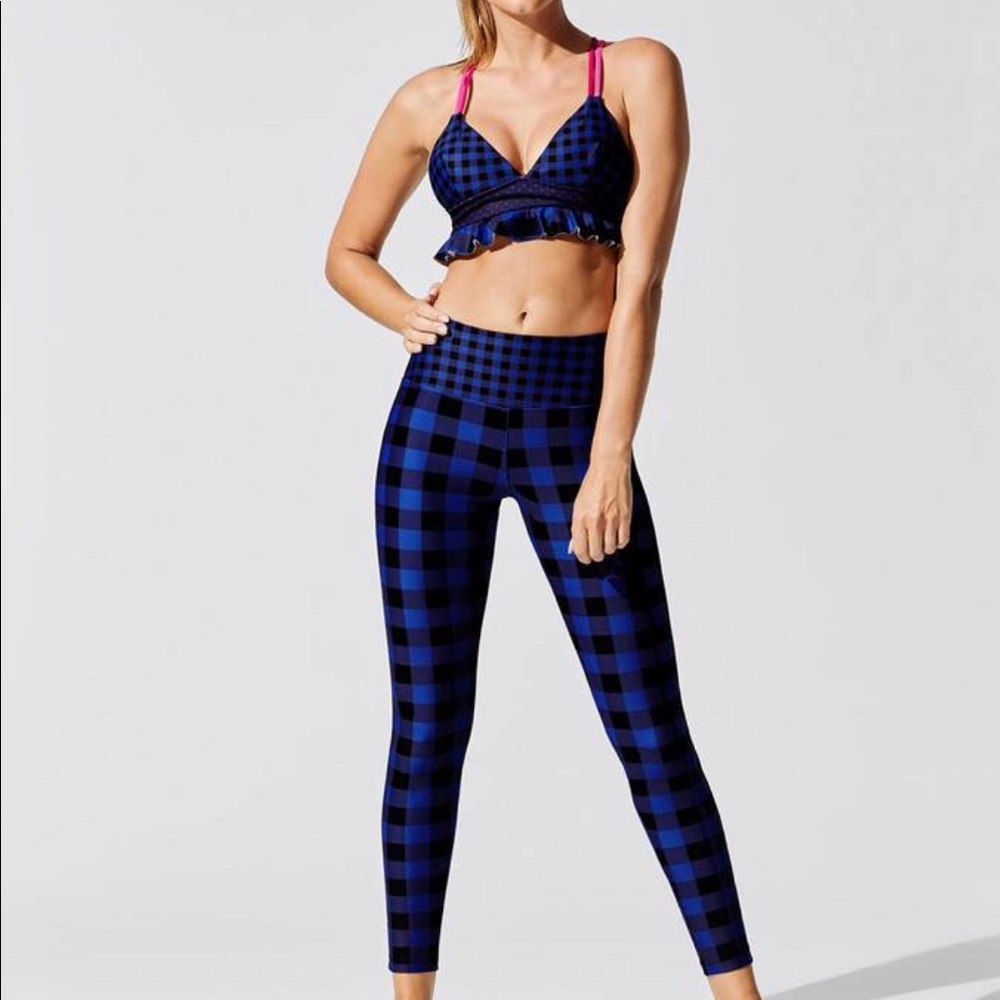 Carbon38 Blue and Black Plaid Crop Top